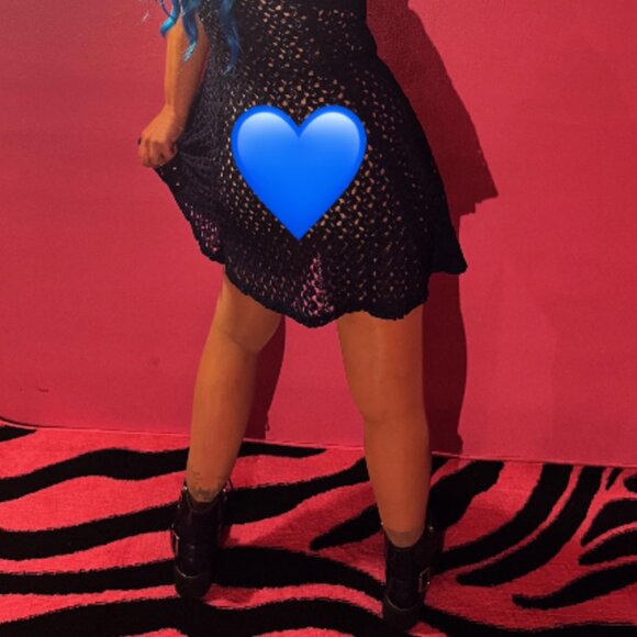 NWT SPEECHLESS NAVY BLUE CUT OUT SEE THROUGH DRESS A LINE MINI MEDIUM - Picture 10 of 10